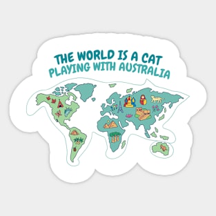 Cat playing with australia Sticker